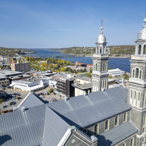 vue centre-ville Chicoutimi et cathedrale, Saguenay