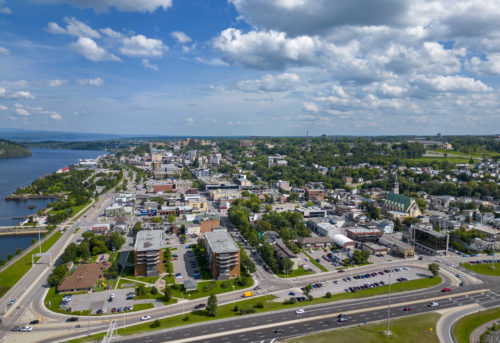 Vue globale centre-ville Chicoutimi, Saguenay